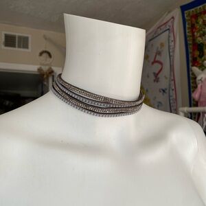 gray leather choker